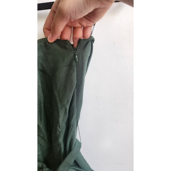 1. STATE One Shoulder Ruffle Wrap Mini Dress Green Tie Waist Size XS - Picture 7 of 9